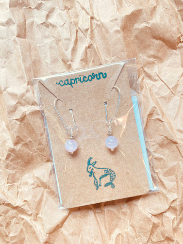 CAPRICORN Zodiac Rose Quartz Earrings - HappiHippiShop